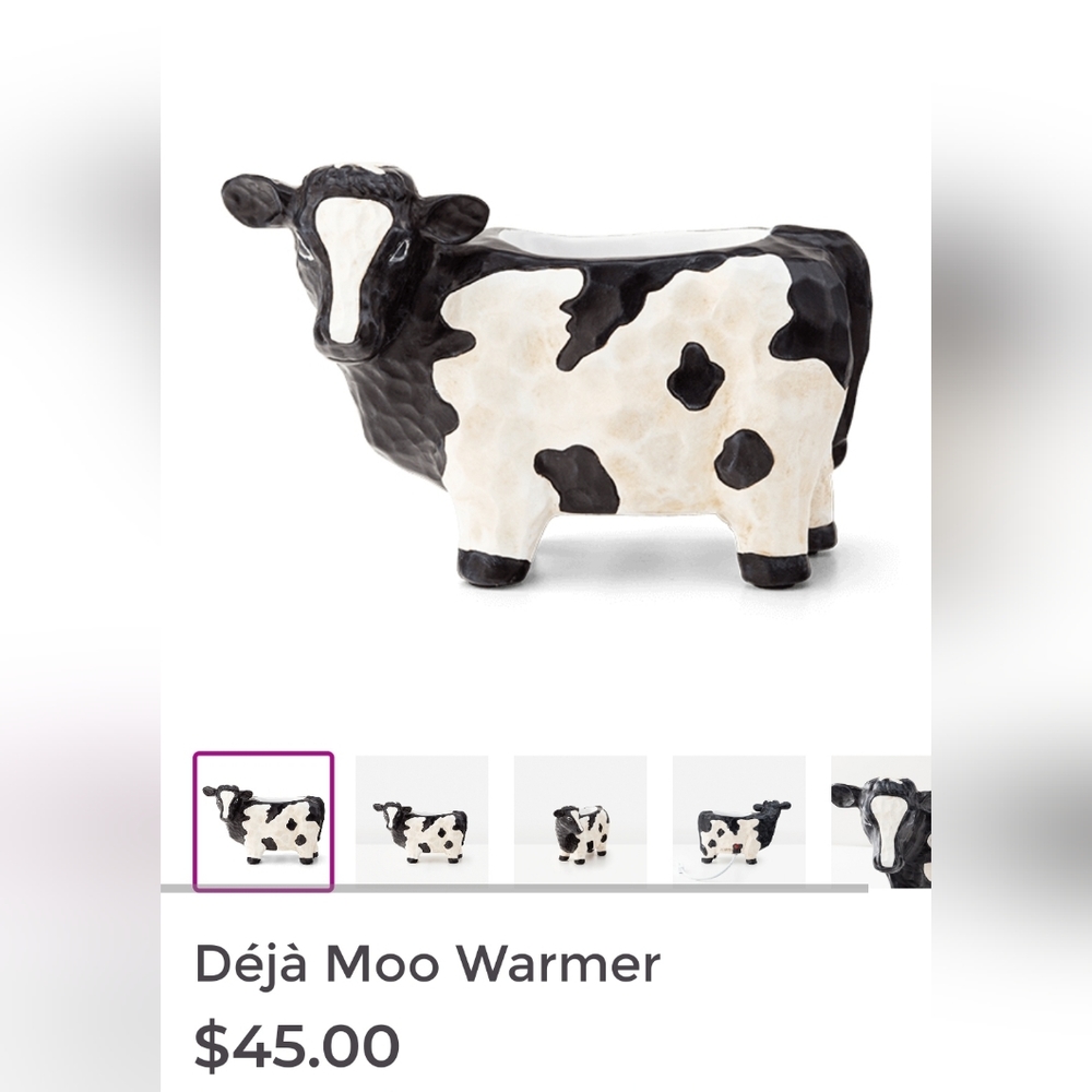 Scentsy Deja Moo Wax Warmer NIB Black & White Cow Warmer NEW